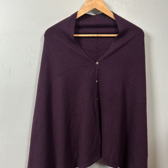 100% cashmere purple sweater shawl button up one size - Picture 4 of 9
